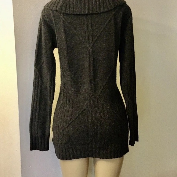 C By Bloomingdales Women Wool/Cashmere Cable-Knit Turtleneck Dark Gray Sweater S - Picture 4 of 10